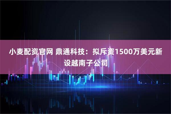 小麦配资官网 鼎通科技：拟斥资1500万美元新设越南子公司